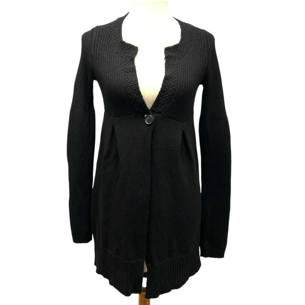 Theory Black Wool Cashmere One Button Longline Women's Cardigan Sweater Small - Picture 4 of 11